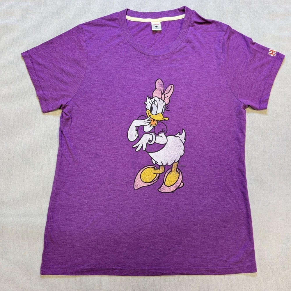 Daisy Duck Shirt Womens XL Purple Homage Disney Retro Short Sleeve Casual.